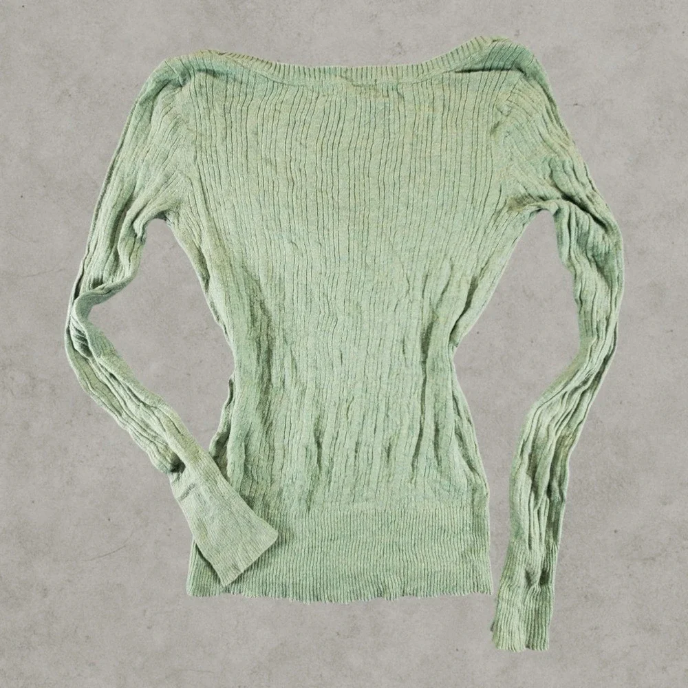 Aeropostale Shirt Womens Large Green Henley Babydoll Top Y2K Vintage V Neck